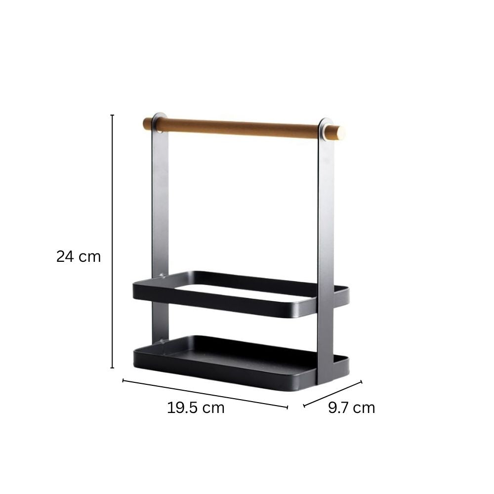 Matrix Spice Rack with Wooden Handle - Black