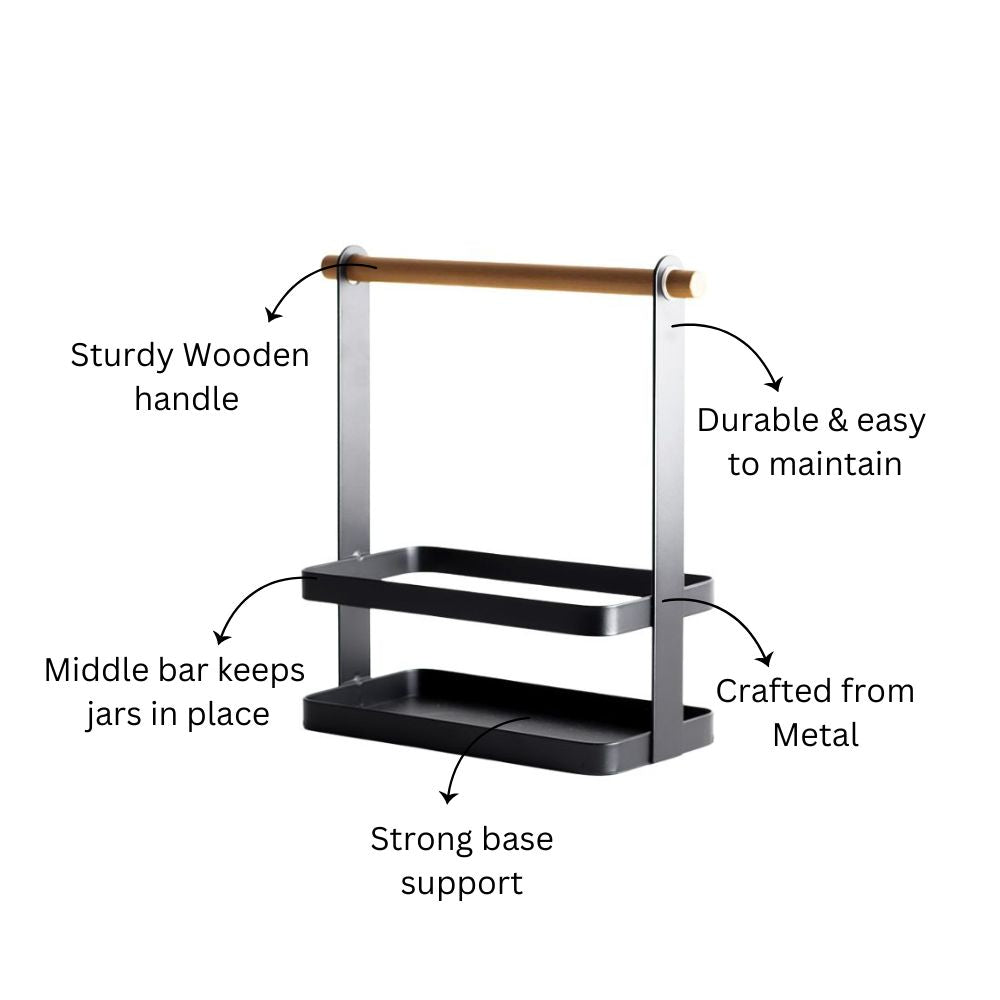 Matrix Spice Rack with Wooden Handle - Black