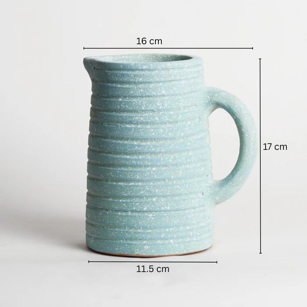 Thalassa Ribbed Water Jug 900ml - Turquoise