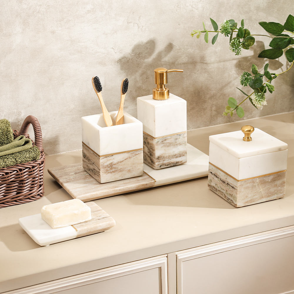Midas Marble Soap Dispenser - Desert White