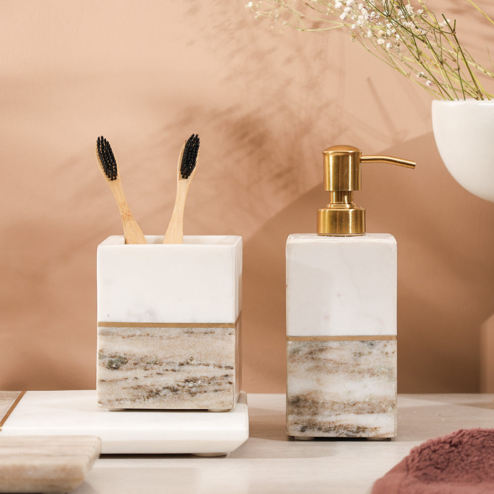 Midas Marble Soap Dispenser - Desert White