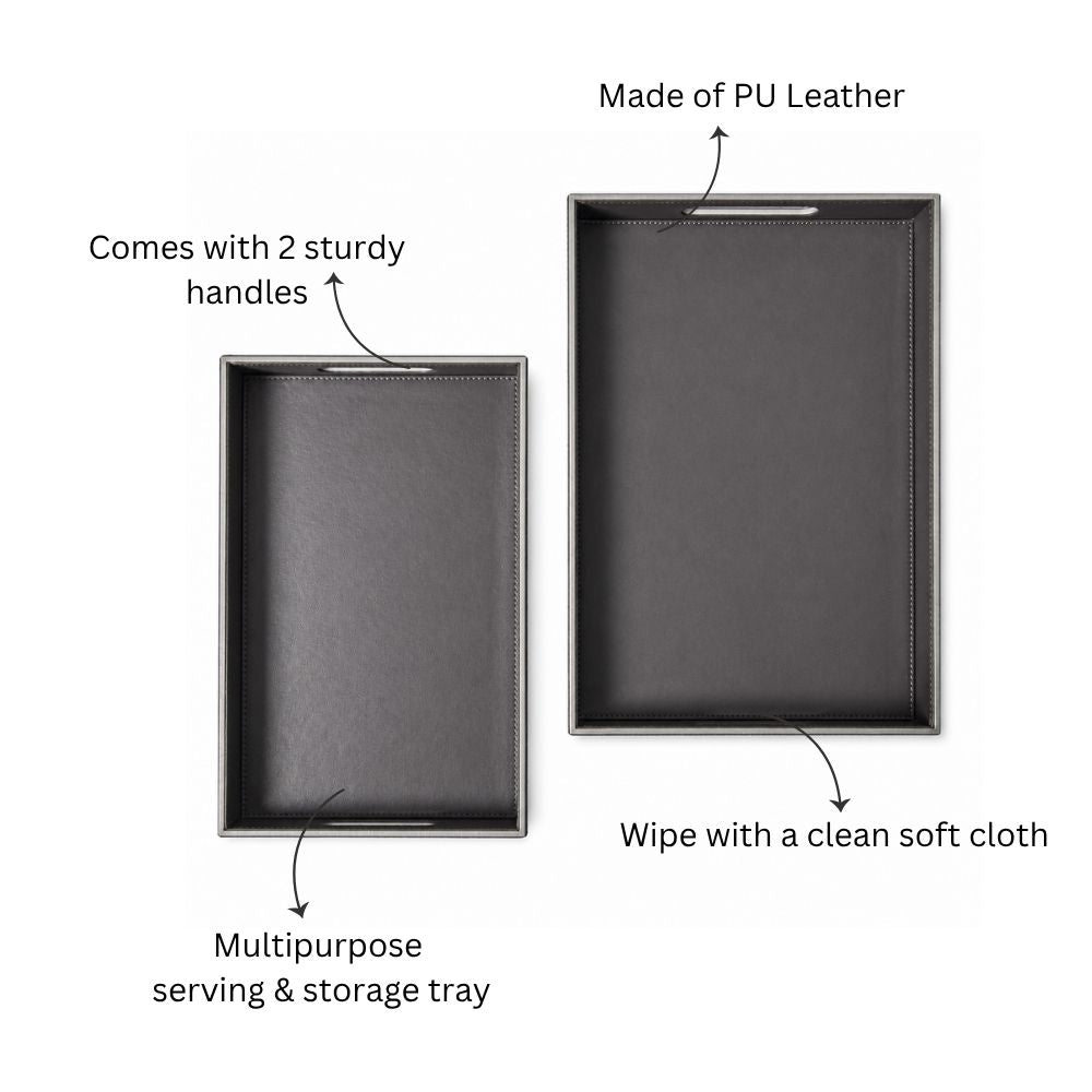 Menlo Serving Trays, Set of 2 - Grey