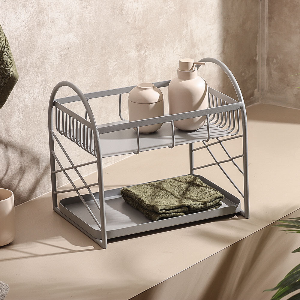 Mercer 2-Tier Metal Shelf - Light Grey