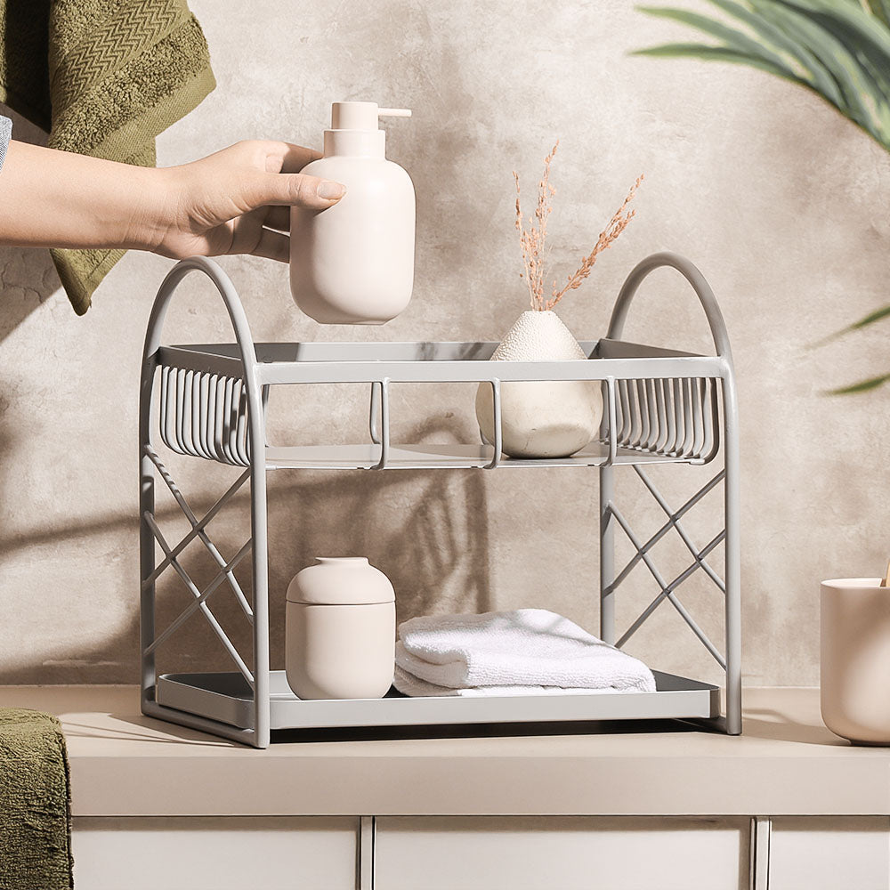Mercer 2-Tier Metal Shelf - Light Grey