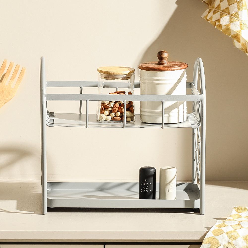 Mercer 2-Tier Metal Shelf - Light Grey