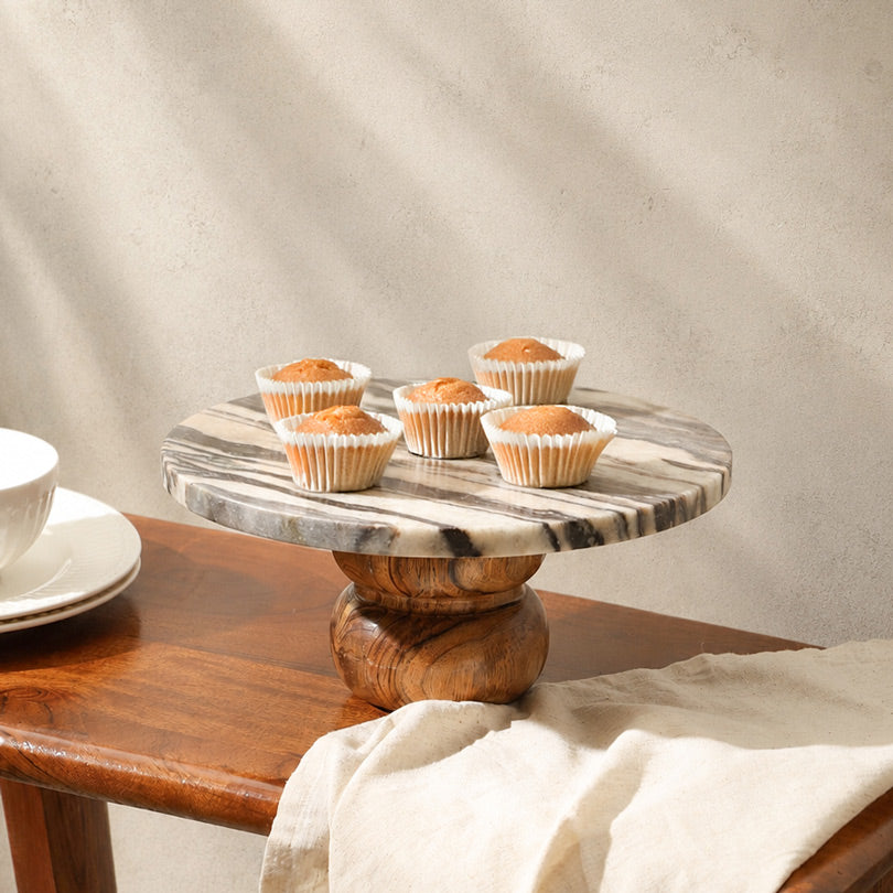 Merle Marble Cake Stand - Monochrome