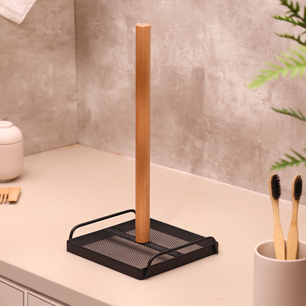 Mesh Paper Towel Roll Holder - Black Natural