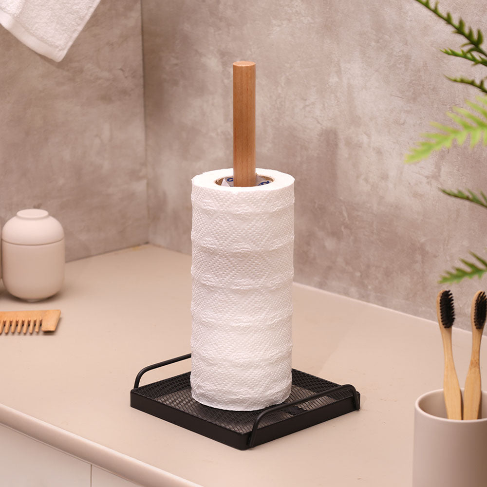 Mesh Paper Towel Roll Holder - Black Natural