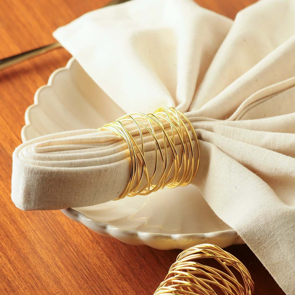 Mesh Napkin Rings, Set of 6 - Gold