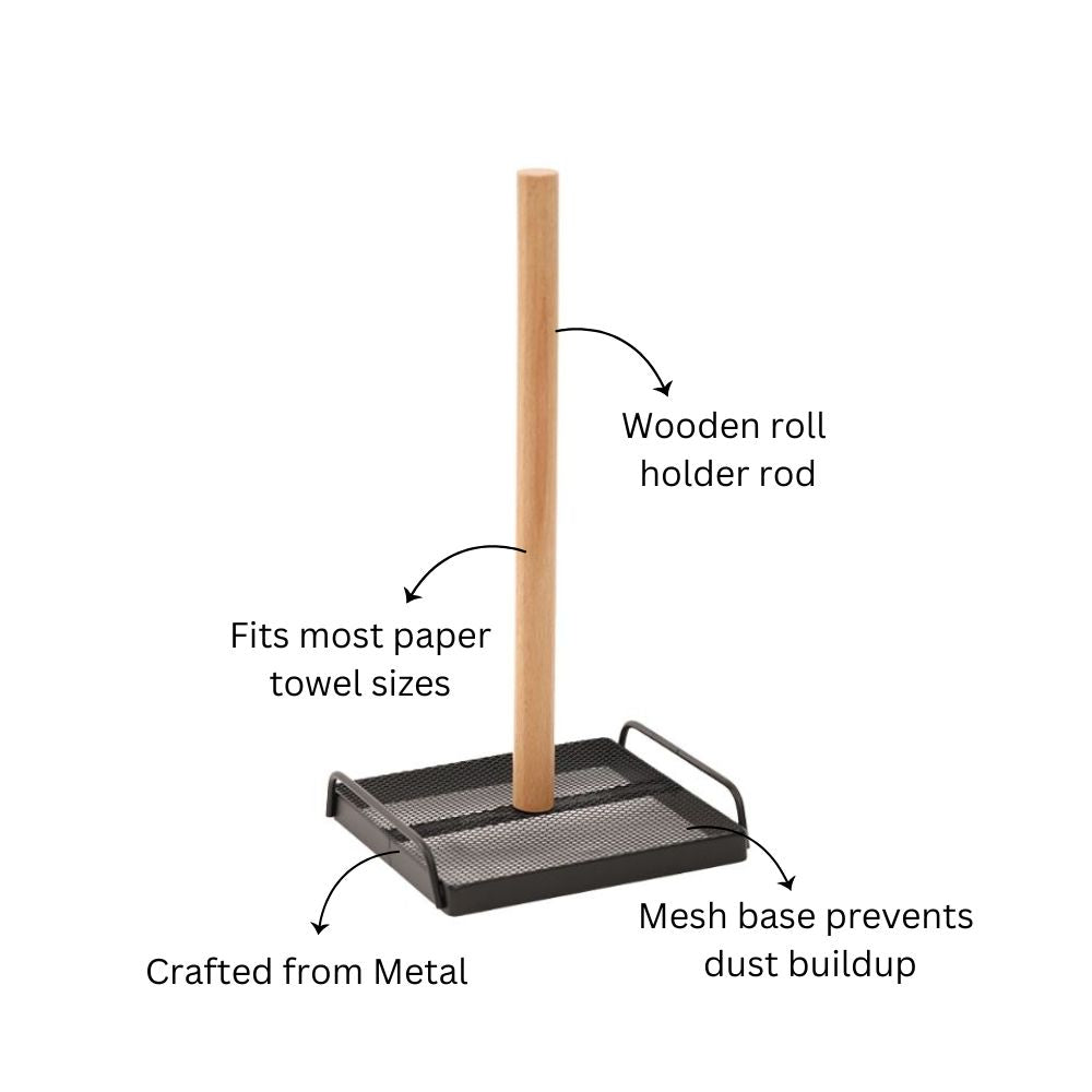 Mesh Paper Towel Roll Holder - Black Natural