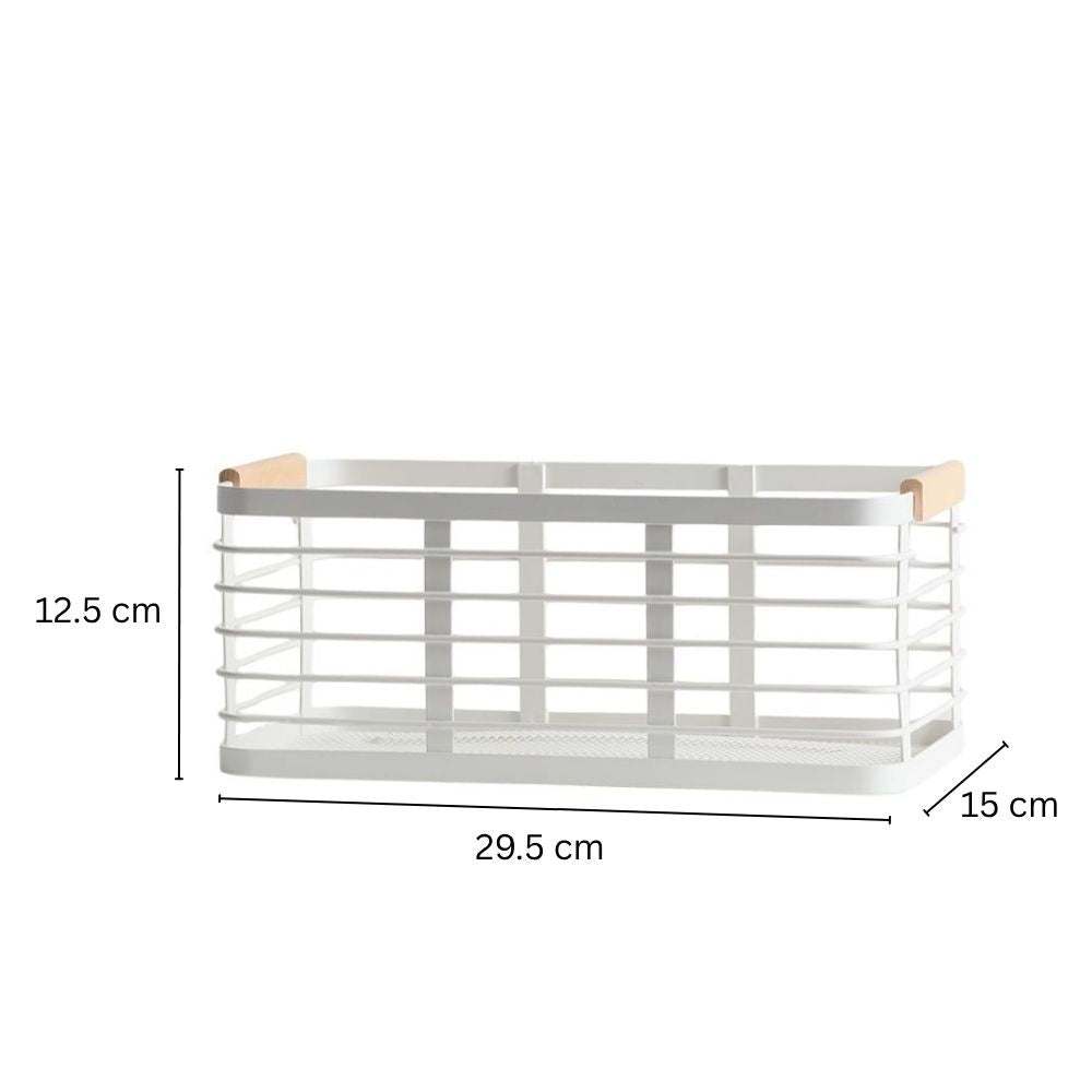 Mesh Rectangle Storage Basket - White
