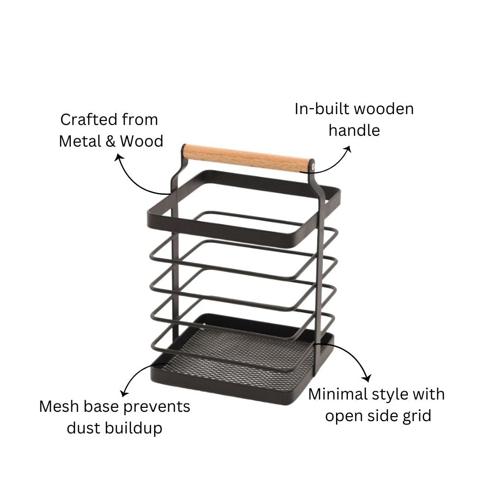 Mesh Square Cutlery Holder - Black Natural