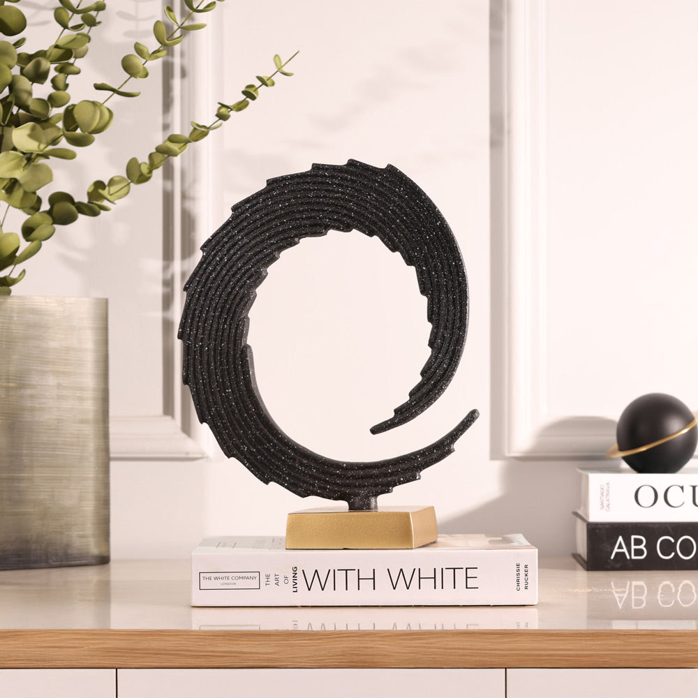 Tide Metal Sculpture Medium - Black Gold