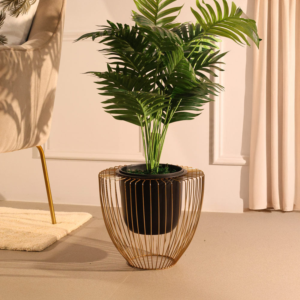 Petro Black Planter with Gold Metal Stand