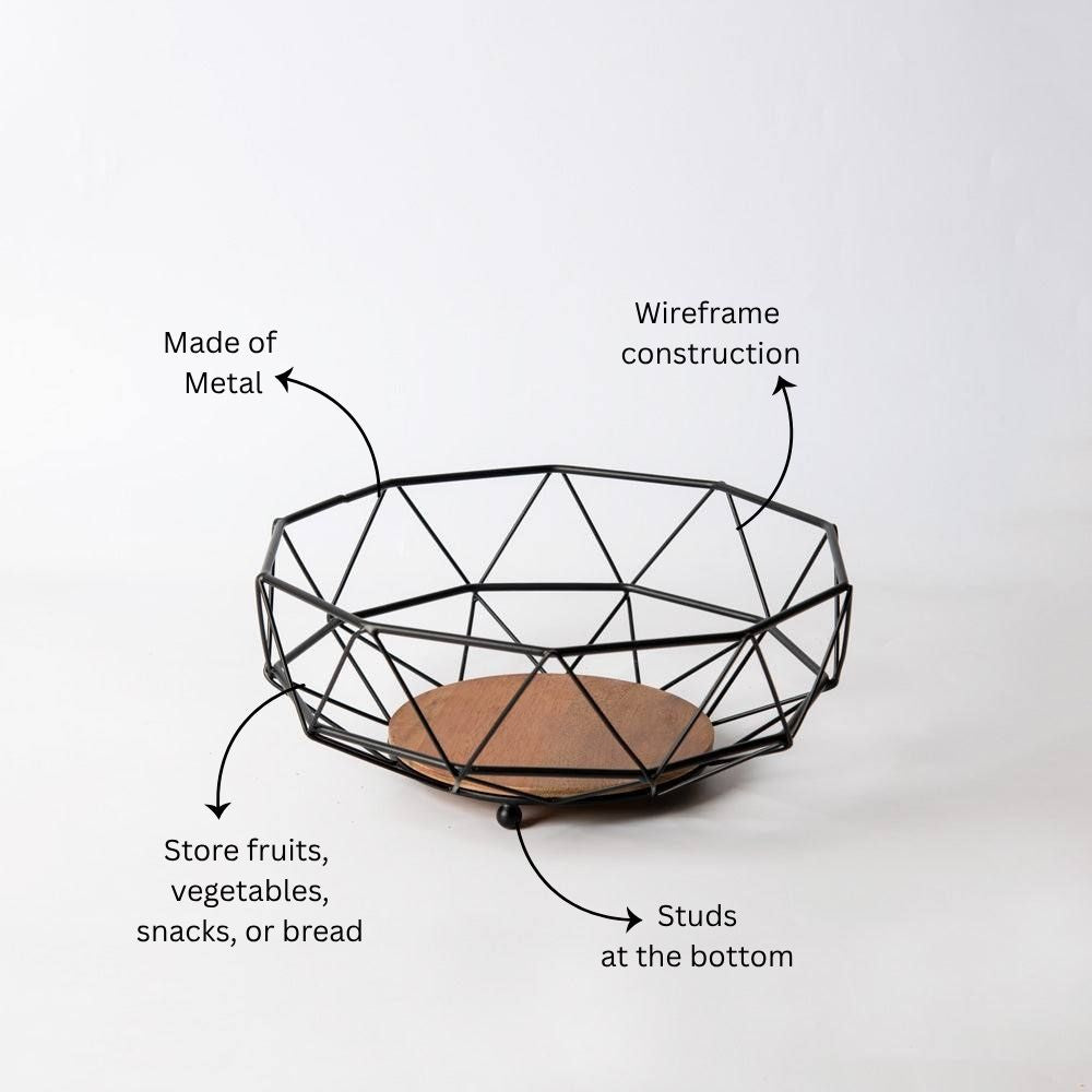 Metal Fruit Basket - Black