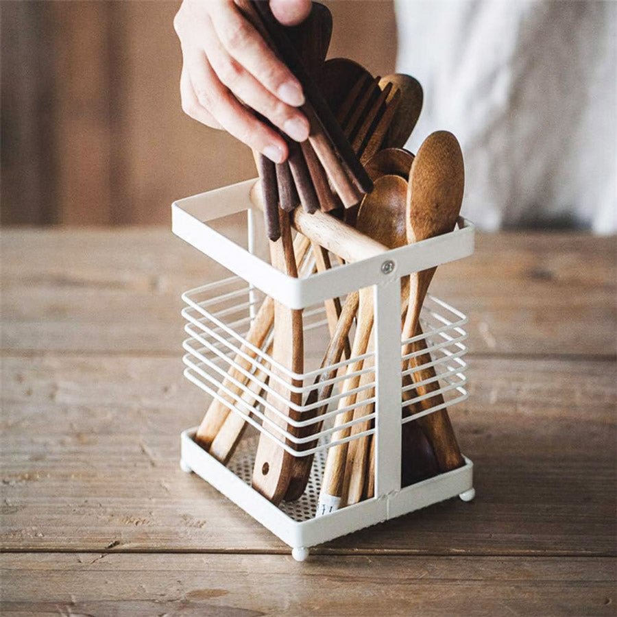 Square Cutlery Holder - White