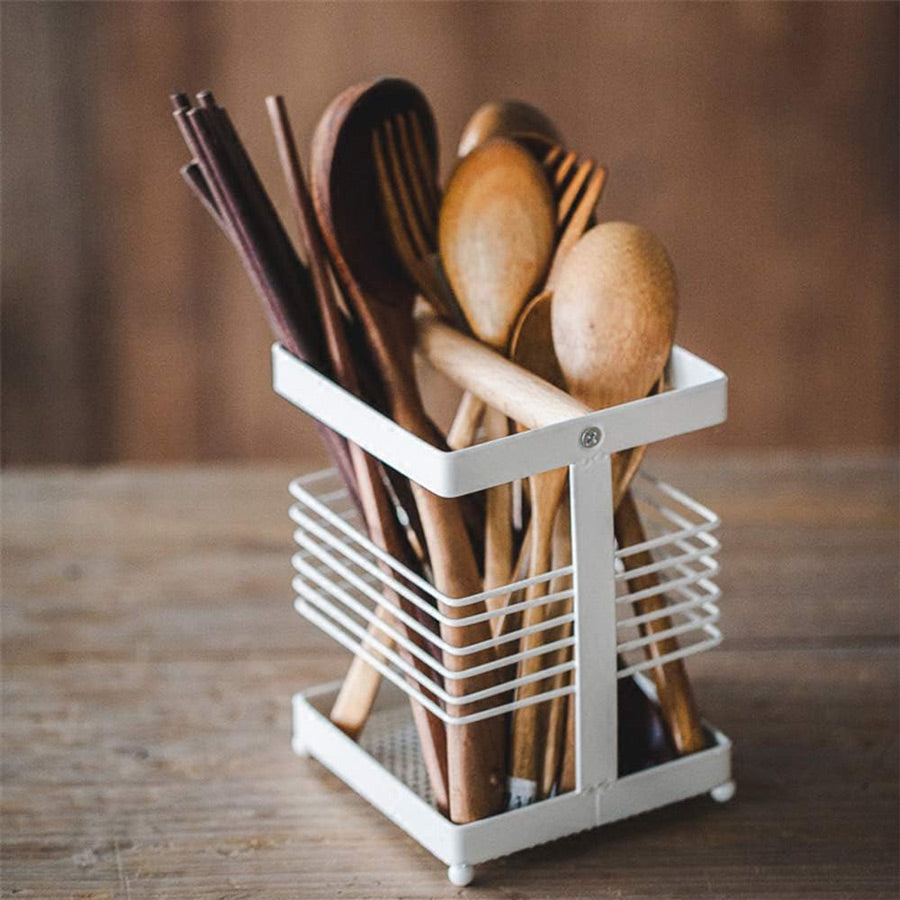 Square Cutlery Holder - White