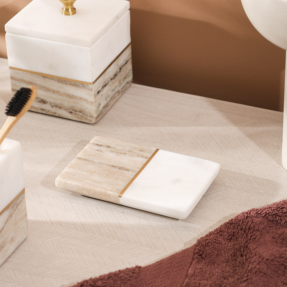Midas Marble Soap Dish - Desert White