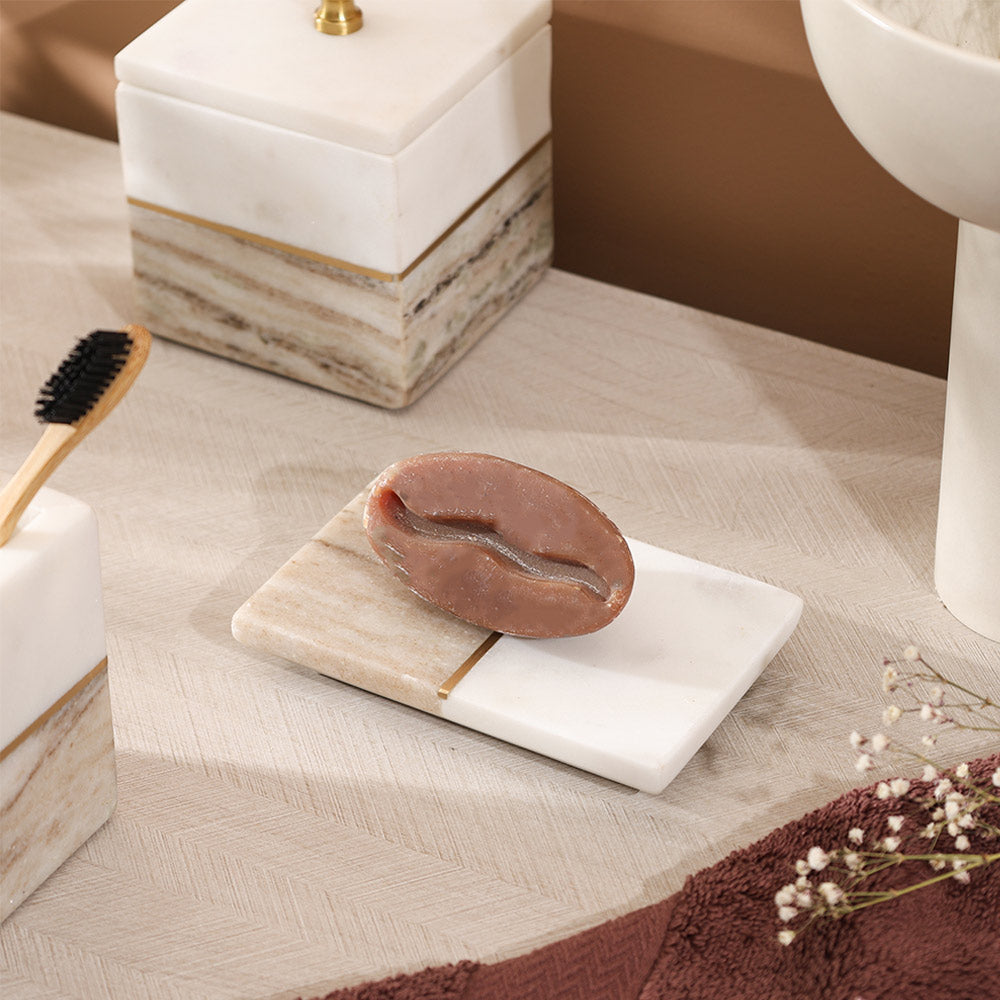 Midas Marble Soap Dish - Desert White
