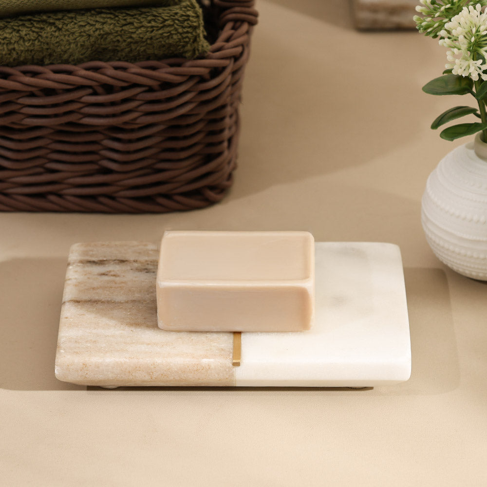 Midas Marble Soap Dish - Desert White