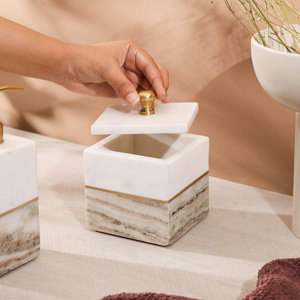 Midas Marble Storage Jar - Desert White