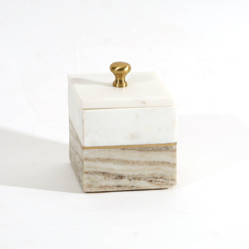 Midas Marble Storage Jar - Desert White