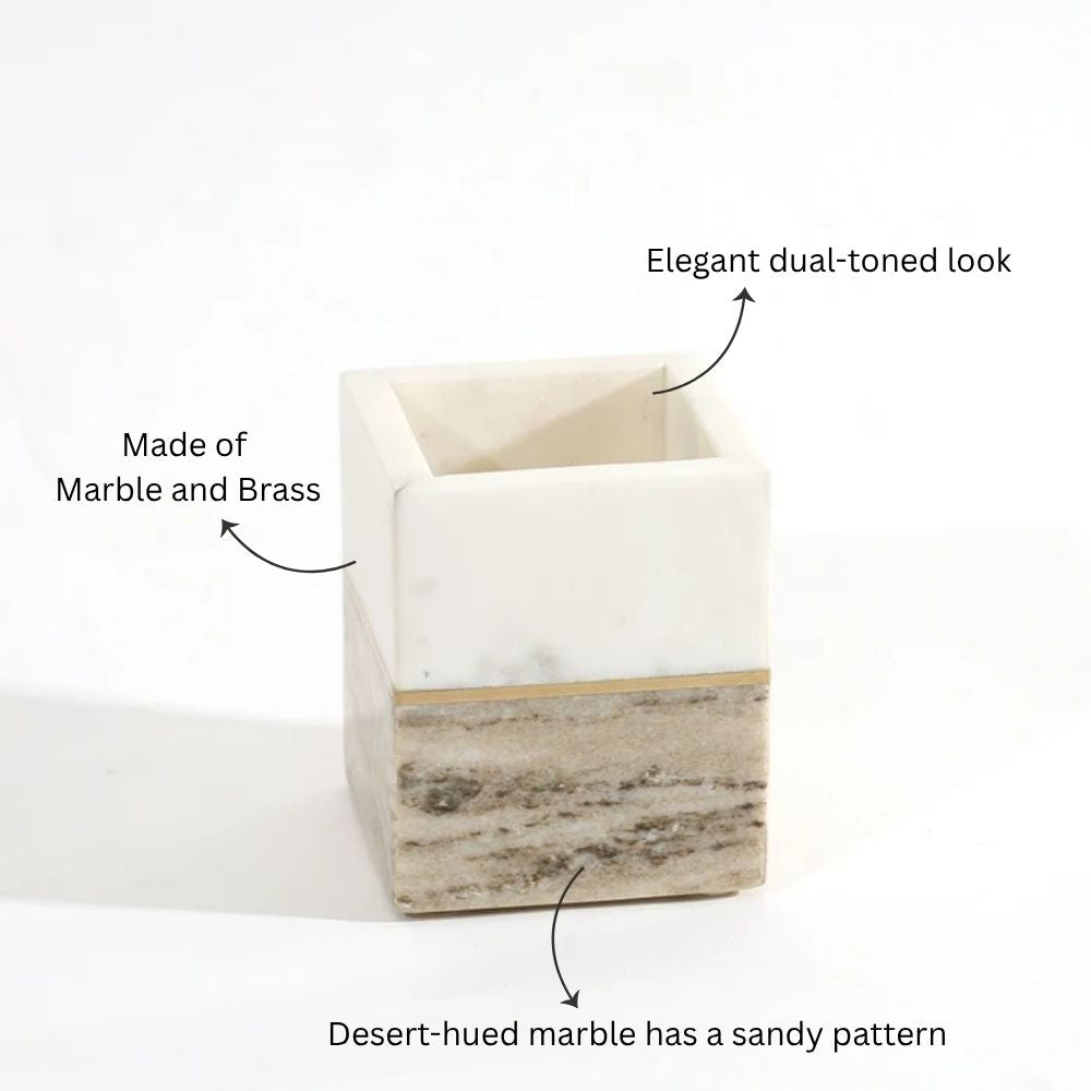 Midas Marble Toothbrush Tumbler - Desert White