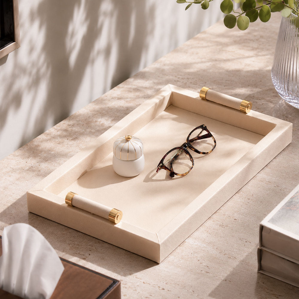 Mire Decorative Tray Large - Cream Gold