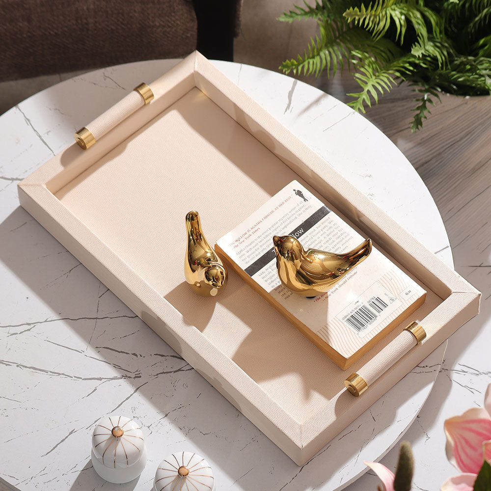 Mire Decorative Tray Large - Cream Gold