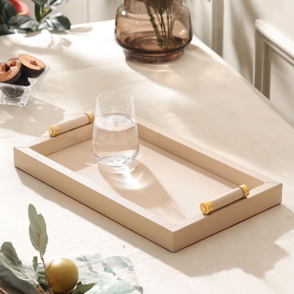 Mire Decorative Tray Large - Cream Gold
