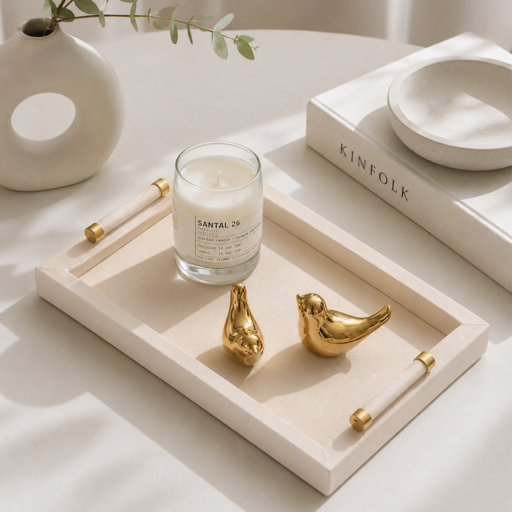 Mire Decorative Tray Large - Cream Gold