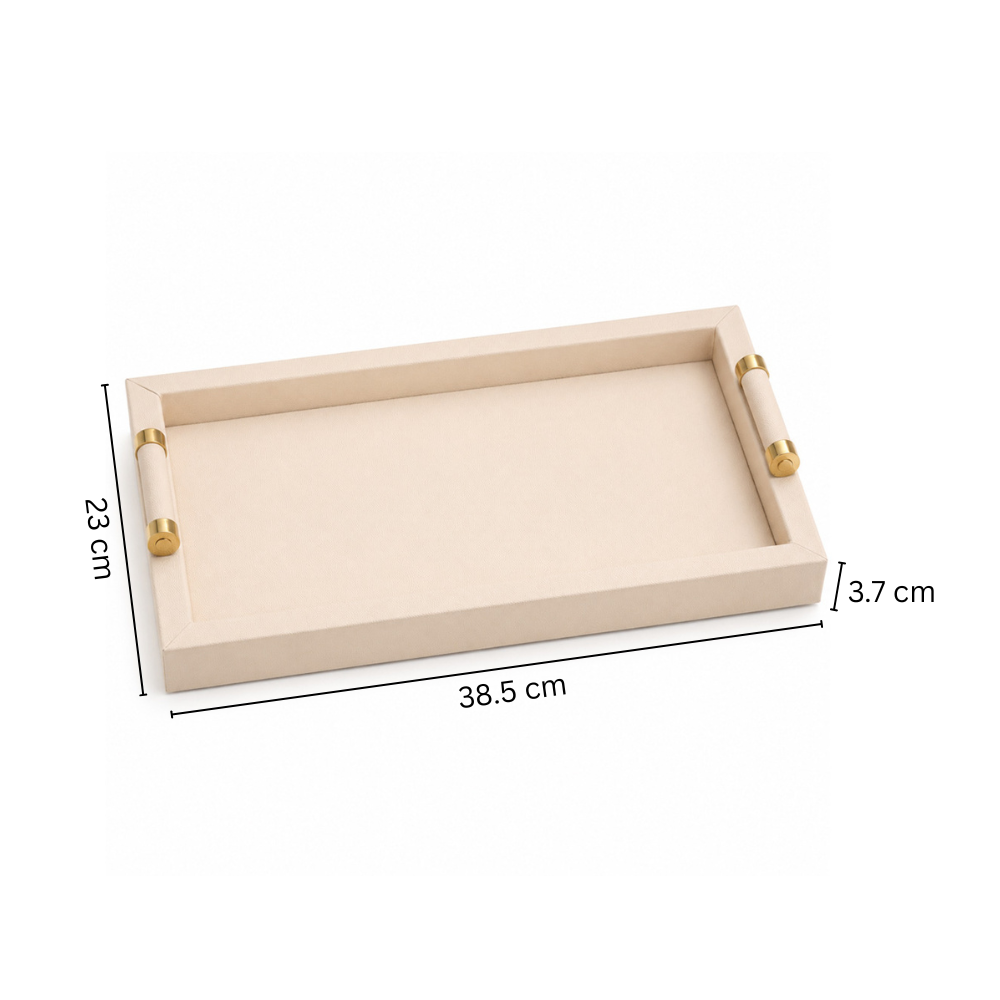 Mire Decorative Tray Large - Cream Gold