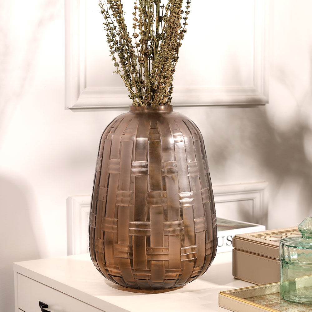 Mistral Glass Vase Large - Cedar Brown