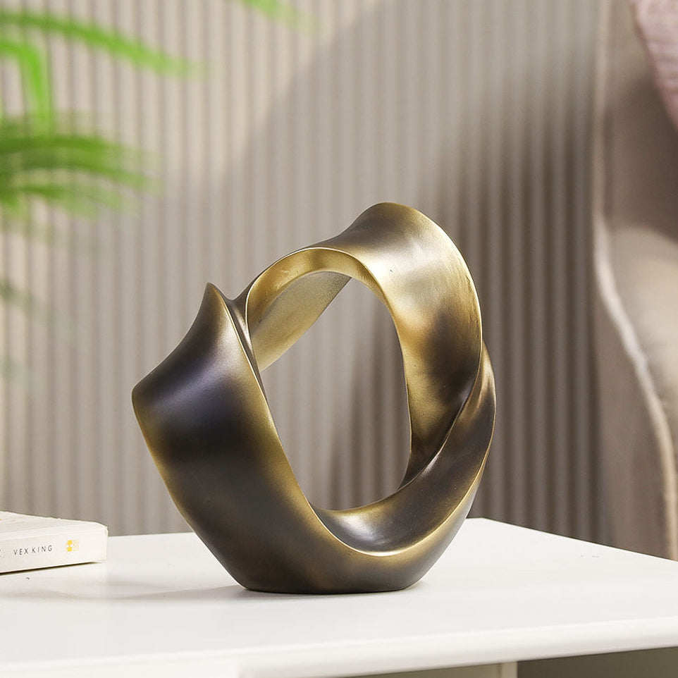 Mobius Metal Sculpture - Dull Gold