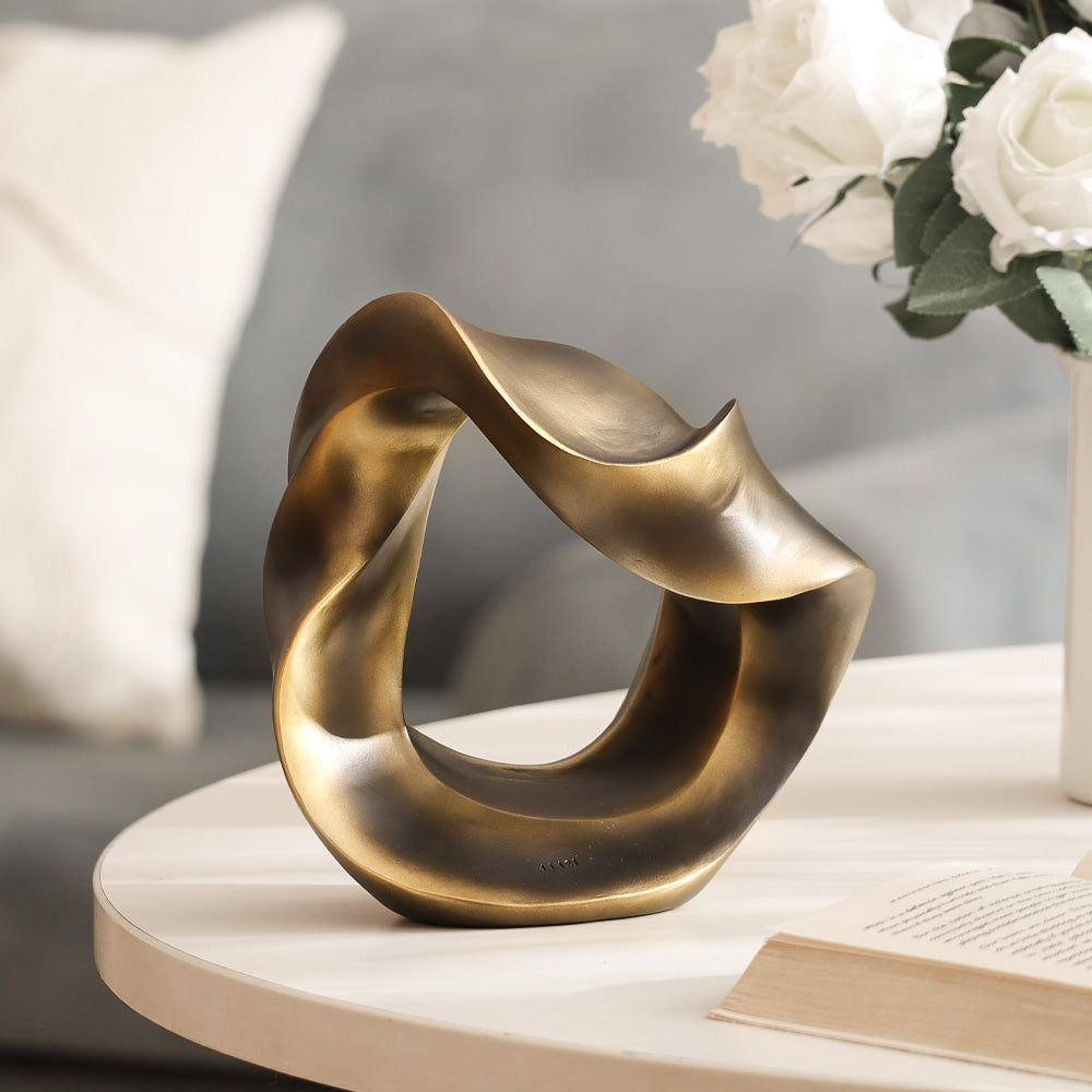 Mobius Metal Sculpture - Dull Gold