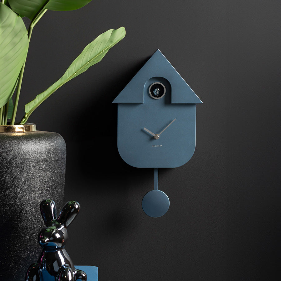 Modern Cuckoo Pendulum Wall Clock - Metallic Blue