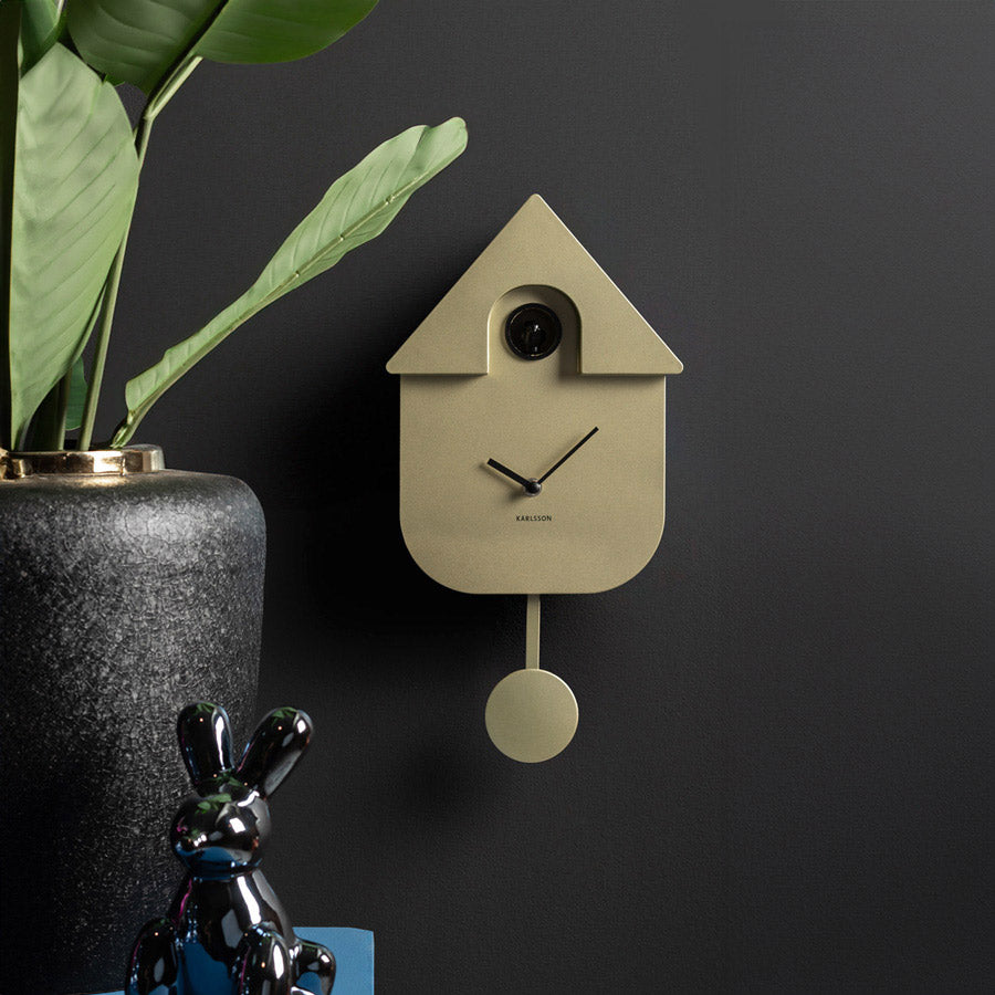 Modern Cuckoo Pendulum Wall Clock - Metallic Gold