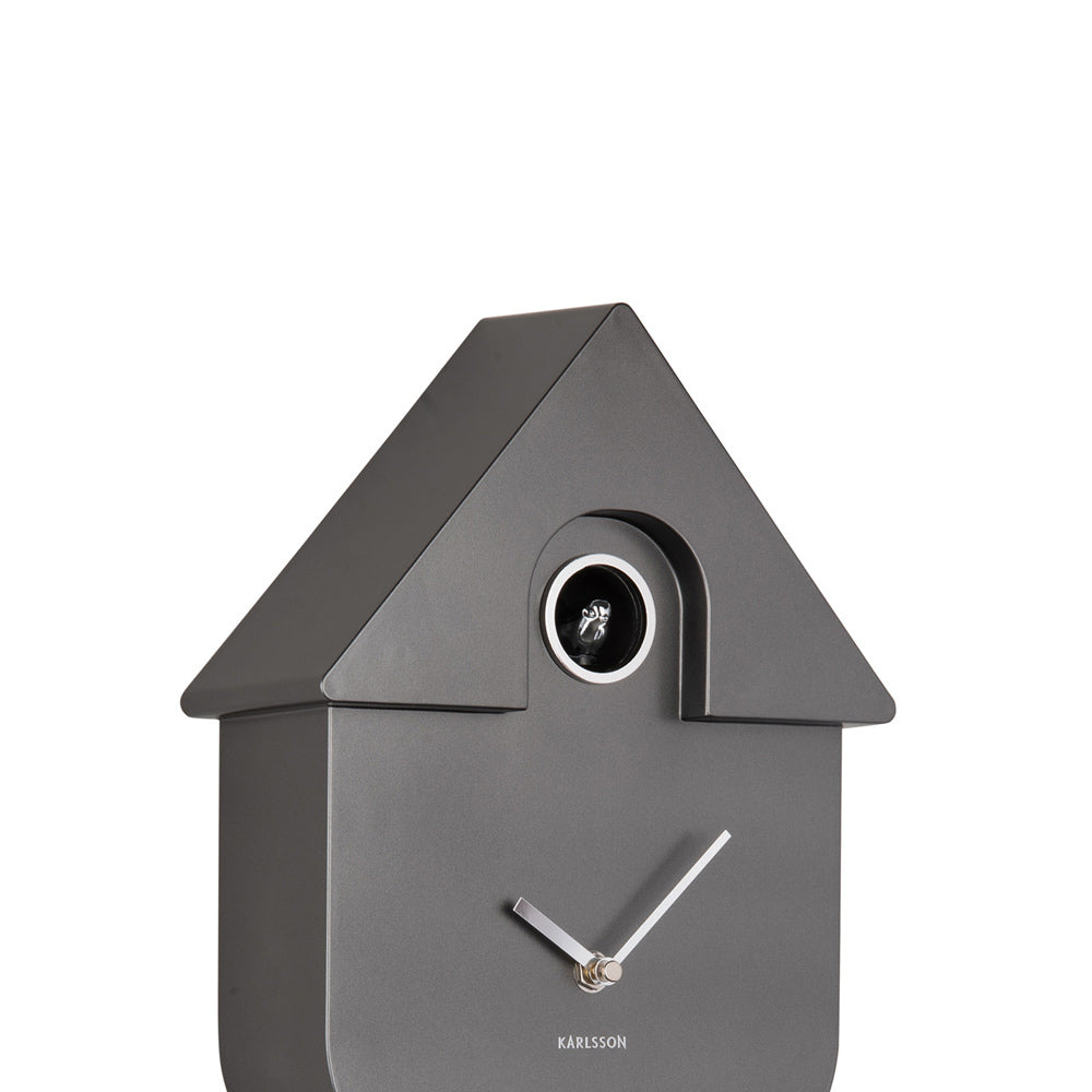 Modern Cuckoo Pendulum Wall Clock - Metallic Grey