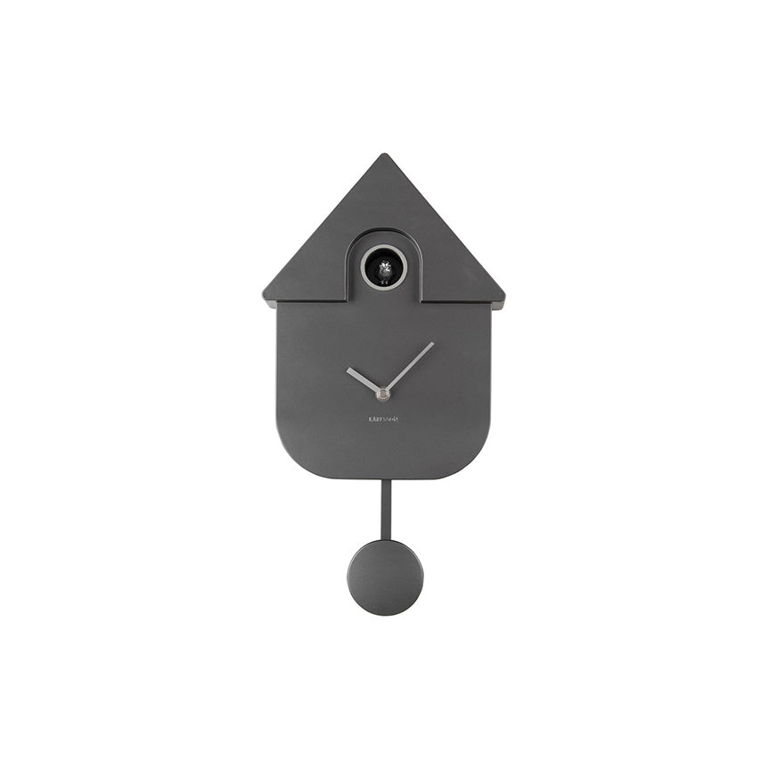 Modern Cuckoo Pendulum Wall Clock - Metallic Grey