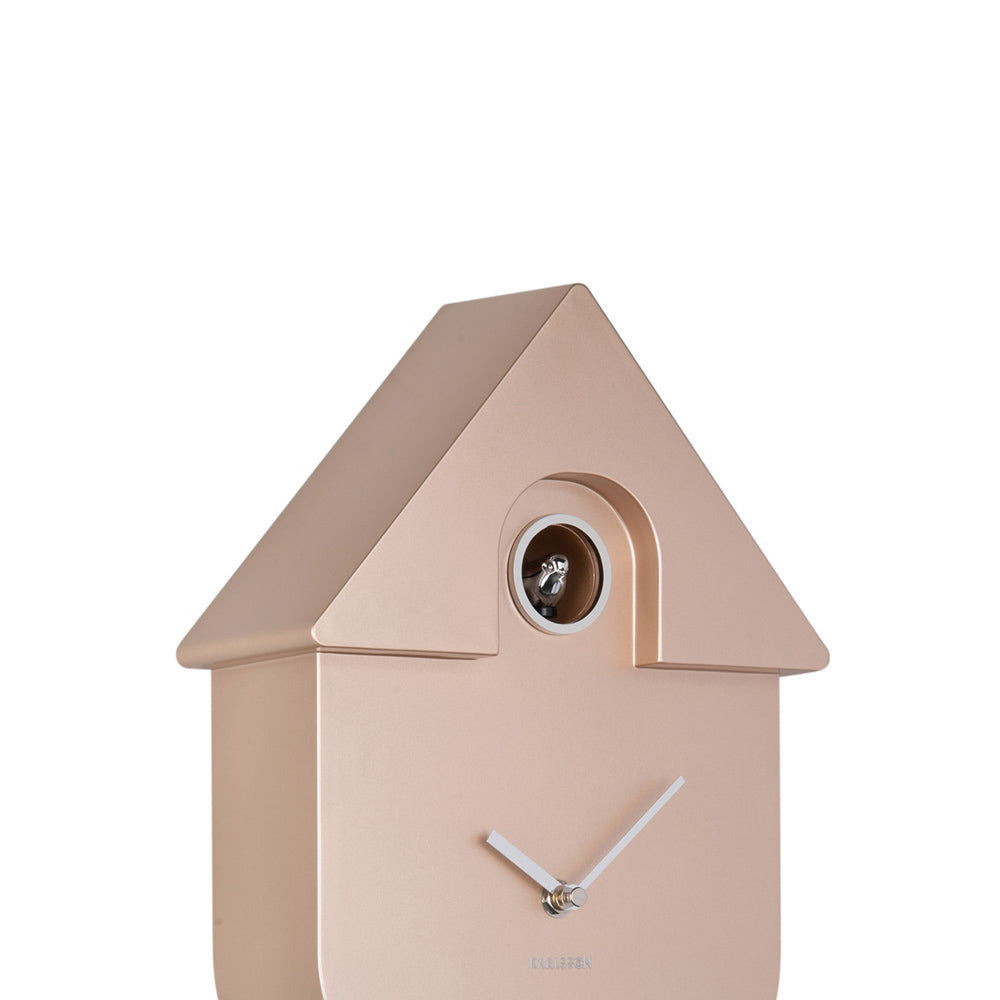 Modern Cuckoo Pendulum Wall Clock - Metallic Rose Gold