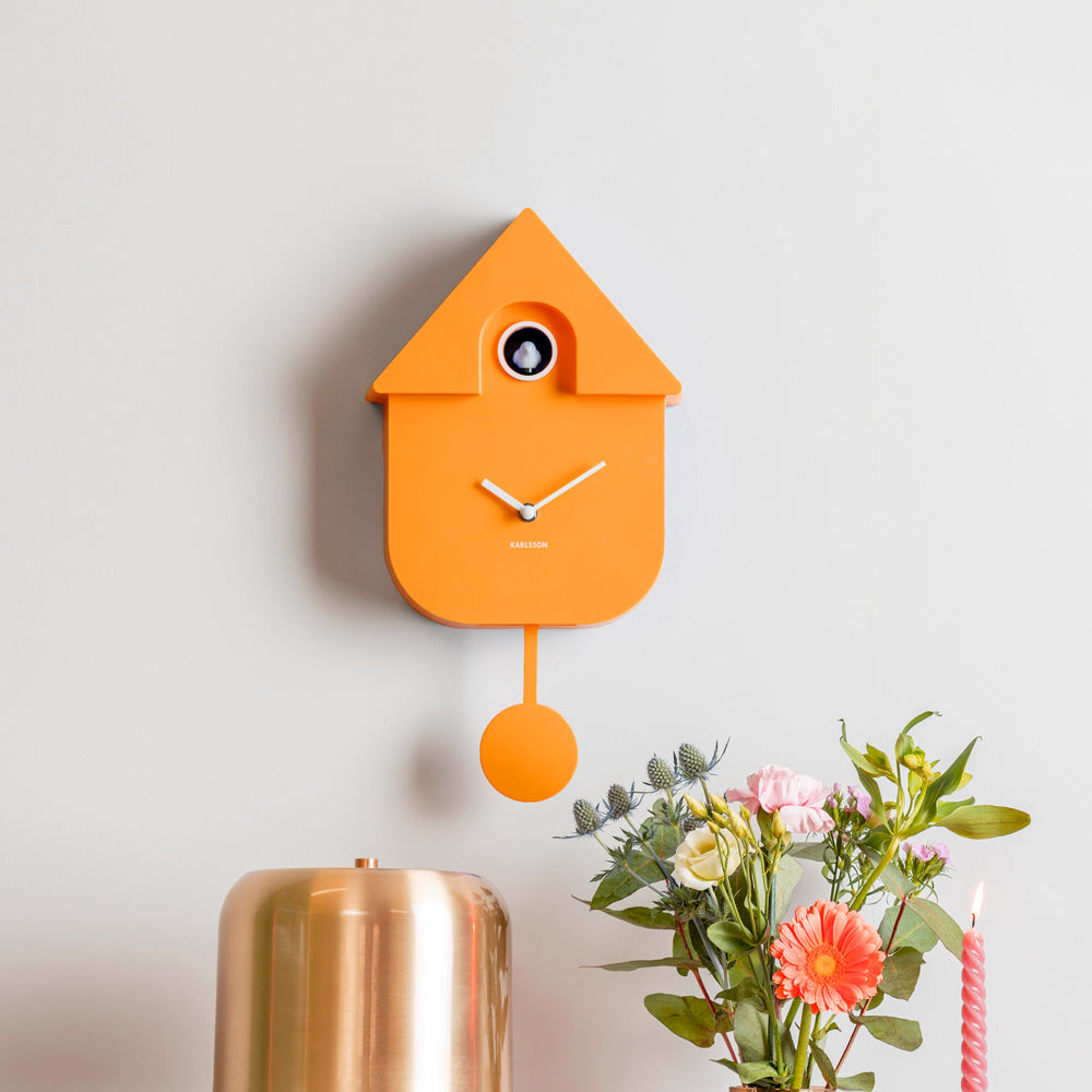 Modern Cuckoo Pendulum Wall Clock - Orange