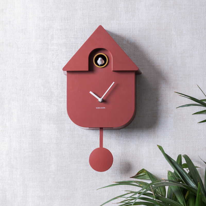 Modern Cuckoo Pendulum Wall Clock - Red Ochre