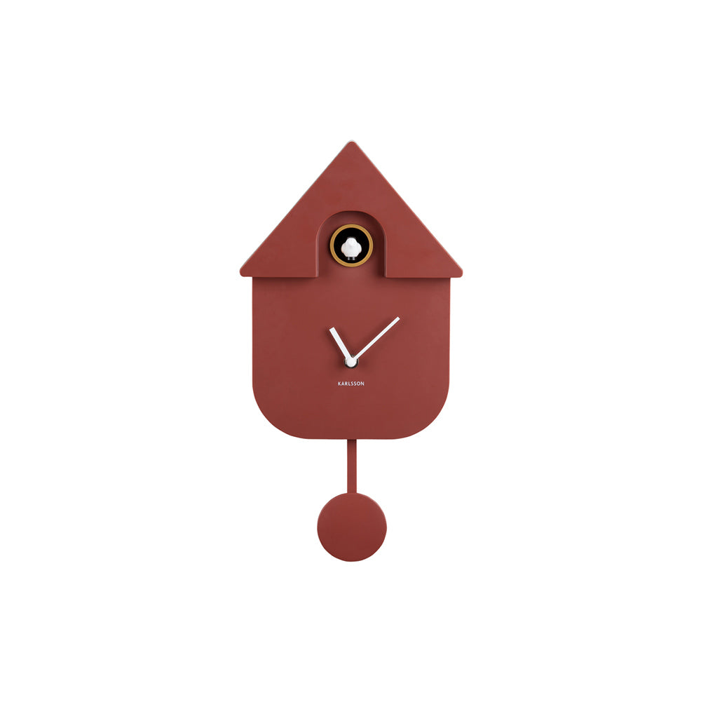 Modern Cuckoo Pendulum Wall Clock - Red Ochre