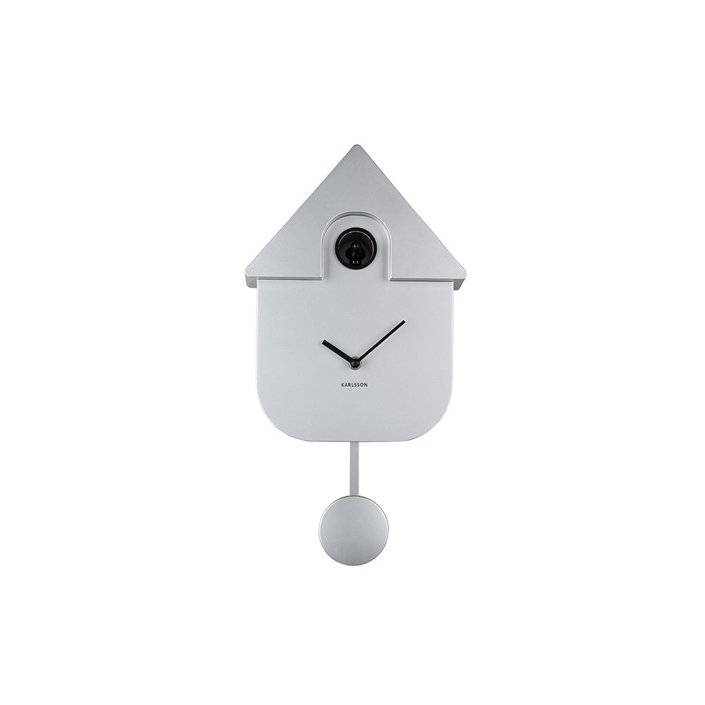 Modern Cuckoo Pendulum Wall Clock - Metallic Sliver