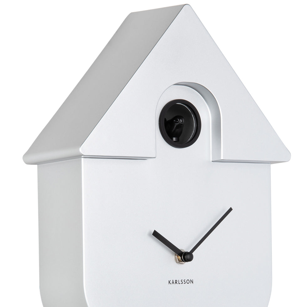 Modern Cuckoo Pendulum Wall Clock - Metallic Sliver