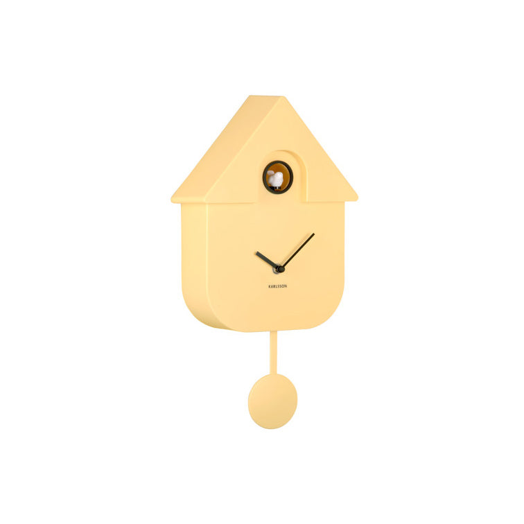 Modern Cuckoo Pendulum Wall Clock - Soft Yellow