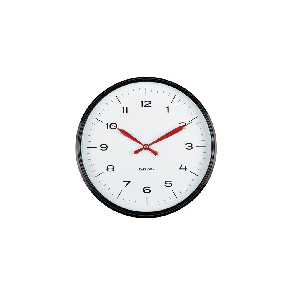 Modern Factory Wall Clock 30cm - Black & Red