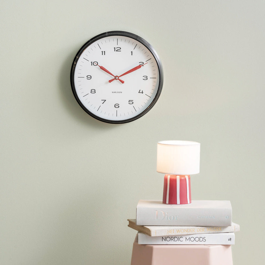 Modern Factory Wall Clock 30cm - Black & Red