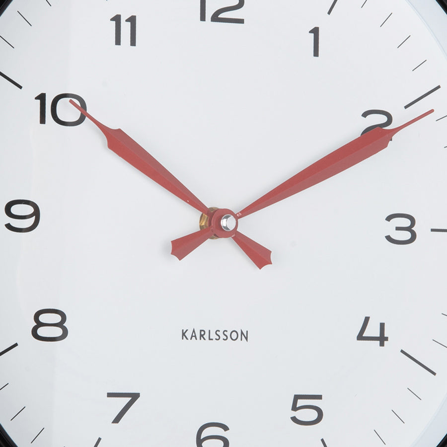Modern Factory Wall Clock 30cm - Black & Red