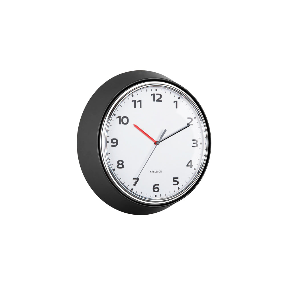 Modern Retro Wall Clock 34cm - Black